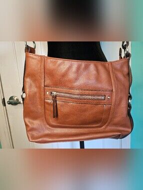 INC Classic Tan Leather Tote Bag - Timeless Everyday Shoulder Bag OS